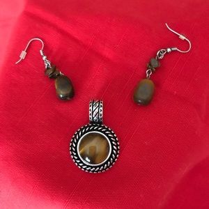 Tiger Eye Pendant and earrings